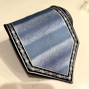 Versailles By Piattelli Men’s Tie Light Blue W/ Detailed Edge 100% Silk Handmade